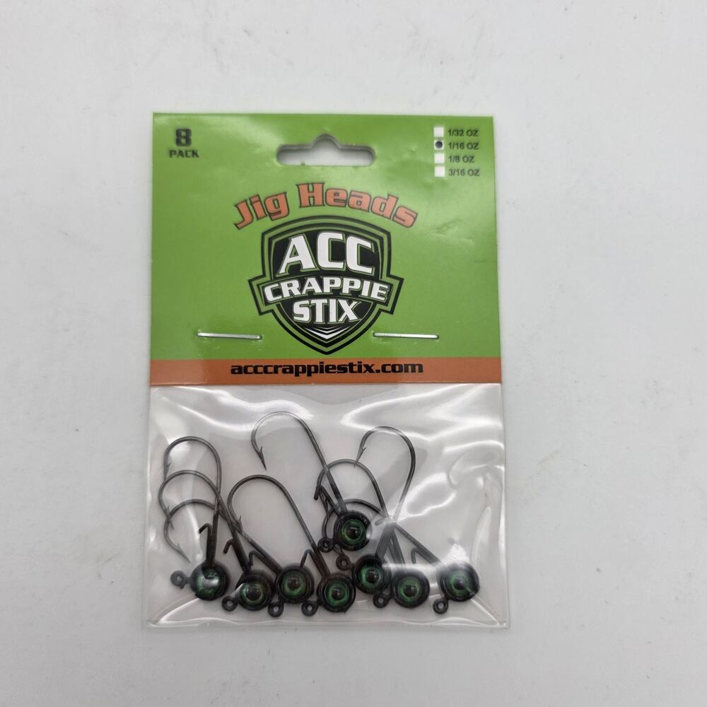 ACC Crappie Stix Jig Heads 1/16 oz Black 6 Packs 48 Total New